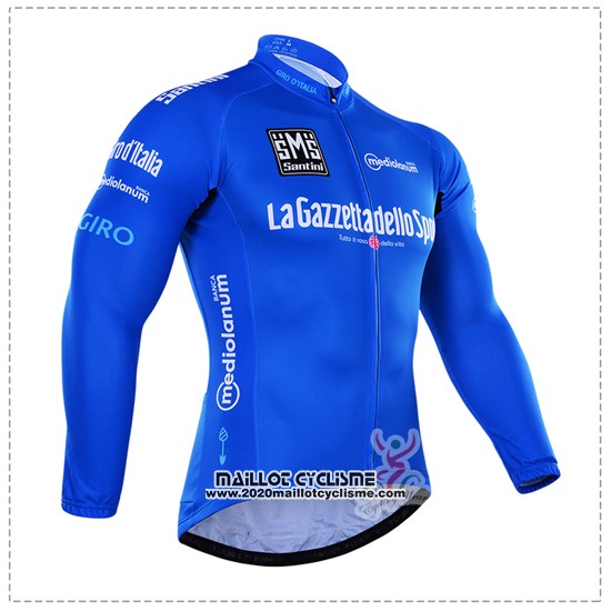 2016 Maillot Ciclismo Giro D'italie Bleu et Blanc Manches Longues et Cuissard